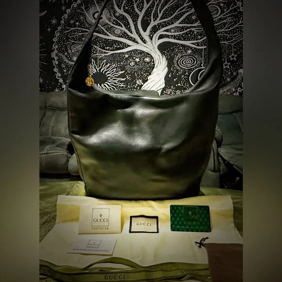 Authentic Vintage Gucci Black soft Leather hobo shoulder bag ❌90% OFF SALE❌ - Picture 4 of 17